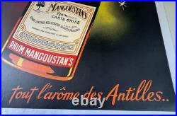 AFFICHE originale litho RHUM MANGOUSTAN'S ANTILLES par FALCUCCI entoilée