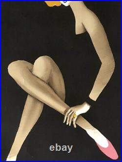 AFFICHE papier ARCHES ancienne CHAUSSURES BALLY / femme blonde par VILLEMOT