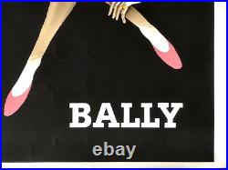 AFFICHE papier ARCHES ancienne CHAUSSURES BALLY / femme blonde par VILLEMOT