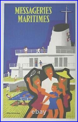 AFFICHE tourism poster compagnie MESSAGERIES MARITIMES Jean DESALEUX paquebot MM
