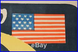 AFFICHE vélo AMERICAN CRESCENT CYCLE sign MISTI litho stars & stripes LUNE 1898