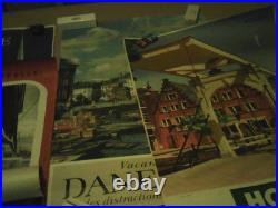 AFFICHES Anciennes-Lot de 4-Hollande Finlande et 2Danemark 62x100cm. Moyen Etat