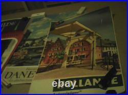 AFFICHES Anciennes-Lot de 4-Hollande Finlande et 2Danemark 62x100cm. Moyen Etat