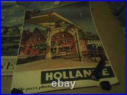 AFFICHES Anciennes-Lot de 4-Hollande Finlande et 2Danemark 62x100cm. Moyen Etat