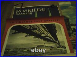 AFFICHES Anciennes-Lot de 4-Hollande Finlande et 2Danemark 62x100cm. Moyen Etat