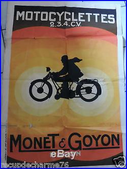 ANCIENNE AFFICHE MONET GOYON format 116 x 80 cm grande marque de moto