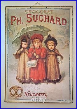 ANCIENNE PLV CARTON CHOCOLAT SUCHARD 1891 Authentique Matériel de Magasin
