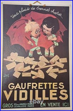 ANCIENNE PLV CARTON GAUFRETTES VIDILLES Années 1950 Formes & Sculptures