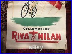 ANCIENNE affiche CYCLOMOTEUR RIVA MILAN JJ GILET IMP LAFAYETTE 60x80 VICHY