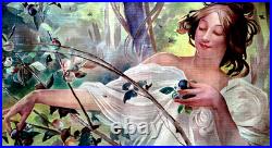 ART NOUVEAU grande LITHOGRAPHIE originale TOILEE guêpes Home Décor G. GERARD