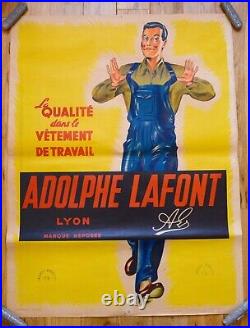 Adolphe Lafont Vetement De Travail Affiche Originale Très Rare C. 1950