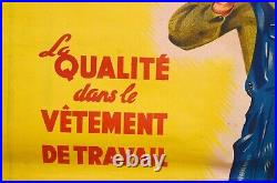 Adolphe Lafont Vetement De Travail Affiche Originale Très Rare C. 1950