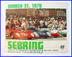 Affiche 12 Heures Sebring 21 Mars 1970 Ferrari 512 S + Steve Mcqueen Porsche 908