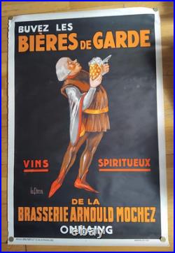 Affiche 1930 Onnaing Bières Brasserie Arnould Mochez illustré Le Clercq Art Déco