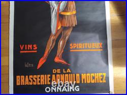 Affiche 1930 Onnaing Bières Brasserie Arnould Mochez illustré Le Clercq Art Déco