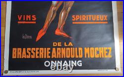 Affiche 1930 Onnaing Bières Brasserie Arnould Mochez illustré Le Clercq Art Déco