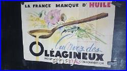 Affiche 1943 La France Manque D'huile J. A. Mercier