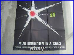 Affiche 1958 Expo Universelle Authentique Palais De La Science Dan Reisinger