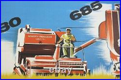 Affiche 1959 Moissonneuse Batteuse Massey Ferguson 890 685 830 Tracteur