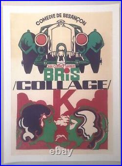 Affiche 1968 entoilée Jean Clarence Lambert Bris/Collage/K