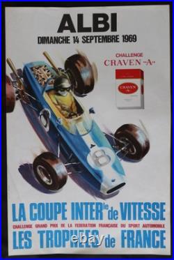 Affiche 1969 LES TROPHEES DE FRANCE ALBI Craven A Formule 1 39x59cm 1642