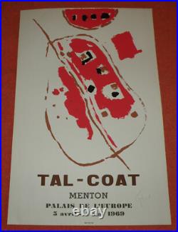Affiche 1969 Menton 1969 75 CM X 49 CM Signee Au Crayon Par Tal Coat Bon Etat