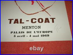 Affiche 1969 Menton 1969 75 CM X 49 CM Signee Au Crayon Par Tal Coat Bon Etat