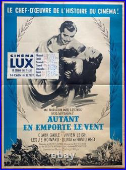 Affiche AUTANT EN EMPORTE LE VENT Gone with the Wind CLARK GABLE 60x80cm 60's Affiche AUTANT EN EMPORTE LE VENT Gone with the Wind CLARK GABLE 60x80cm 60's