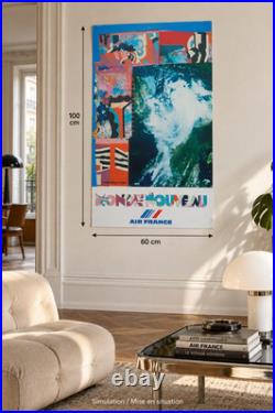 Affiche Air France Monde Nouveau Roger Bezombes, Mourlot Paris, 1981, 100x60 cm