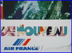 Affiche Air France Monde Nouveau Roger Bezombes, Mourlot Paris, 1981, 100x60 cm