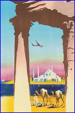 Affiche Air France Originale Even Proche Orient Istanbul Ste Sophie 1950