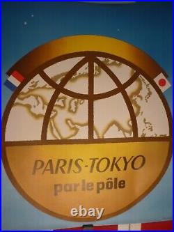 Affiche Air France ancienne originale Paris Tokyo Excoffon 1958