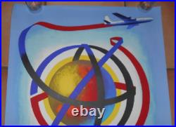 Affiche Air France, ancienne originale, le plus grand reseau du monde, nathan