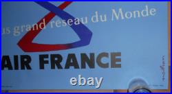 Affiche Air France, ancienne originale, le plus grand reseau du monde, nathan