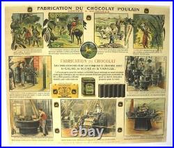 Affiche Ancienne 1900 Cacao Chocolat Poulain Vanille Sucre Canne Negritude