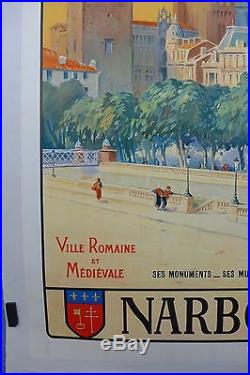 Affiche Ancienne 1926 NARBONNE par L DUVIVIER entoilée T B E