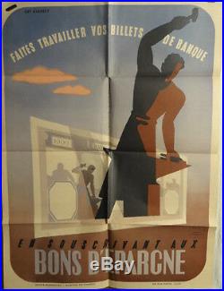 Affiche Ancienne 1939/40 Emprunt Homme Graphique
