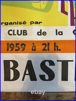 Affiche Ancienne 1959 Bastia Cibié Tournoi International De Gymkhanas Nocturnes