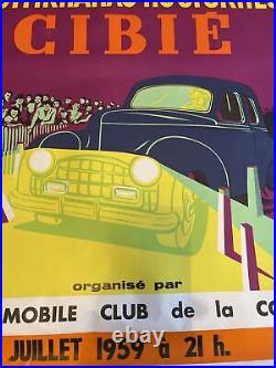 Affiche Ancienne 1959 Bastia Cibié Tournoi International De Gymkhanas Nocturnes