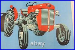 Affiche Ancienne 1961 Massey Ferguson Tracteur 825 32 35 65 Petit Gris Pony