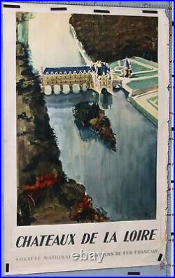 Affiche Ancienne Abel 1947 Sncf Chateaux De La Loire