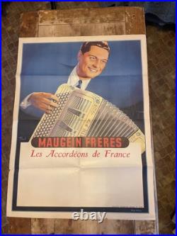 Affiche Ancienne Accordéons Maugein Frères Verchuren