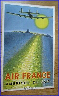 Affiche Ancienne Air France De 1949 Amerique Du Sud Dessinee Par Vasarely
