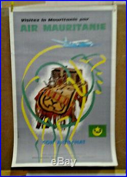 Affiche Ancienne Air Mauritanie Paul Bory Monaco