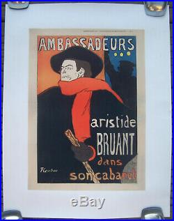 Affiche Ancienne Ambassadeurs Aristide Bruant Cabaret Toulouse Lautrec 1906