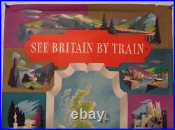 Affiche Ancienne Angleterre See Britain By Train Voyage Tourisme