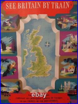 Affiche Ancienne Angleterre See Britain By Train Voyage Tourisme