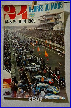 Affiche Ancienne Automobile 24 Heures Du Mans 1969