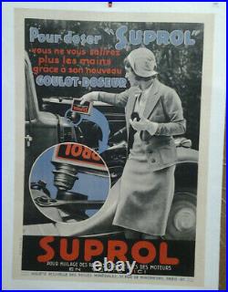 Affiche Ancienne Automobile Huile Suprol 1934 Garage