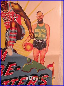 Affiche Ancienne Basket Ball Harlem Globe/ House Of David Rare